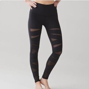 Lululemon Leggings Black Wunder Under Mesh Bandage 6 High Rise Tech Cutout